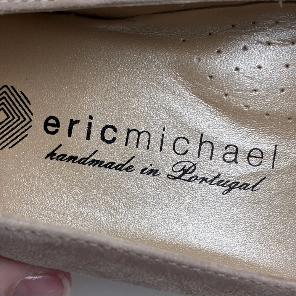 Eric Michael Kiera Suede Pumps 8 Taupe Low Heel‎ Quiet Luxury Career Wear